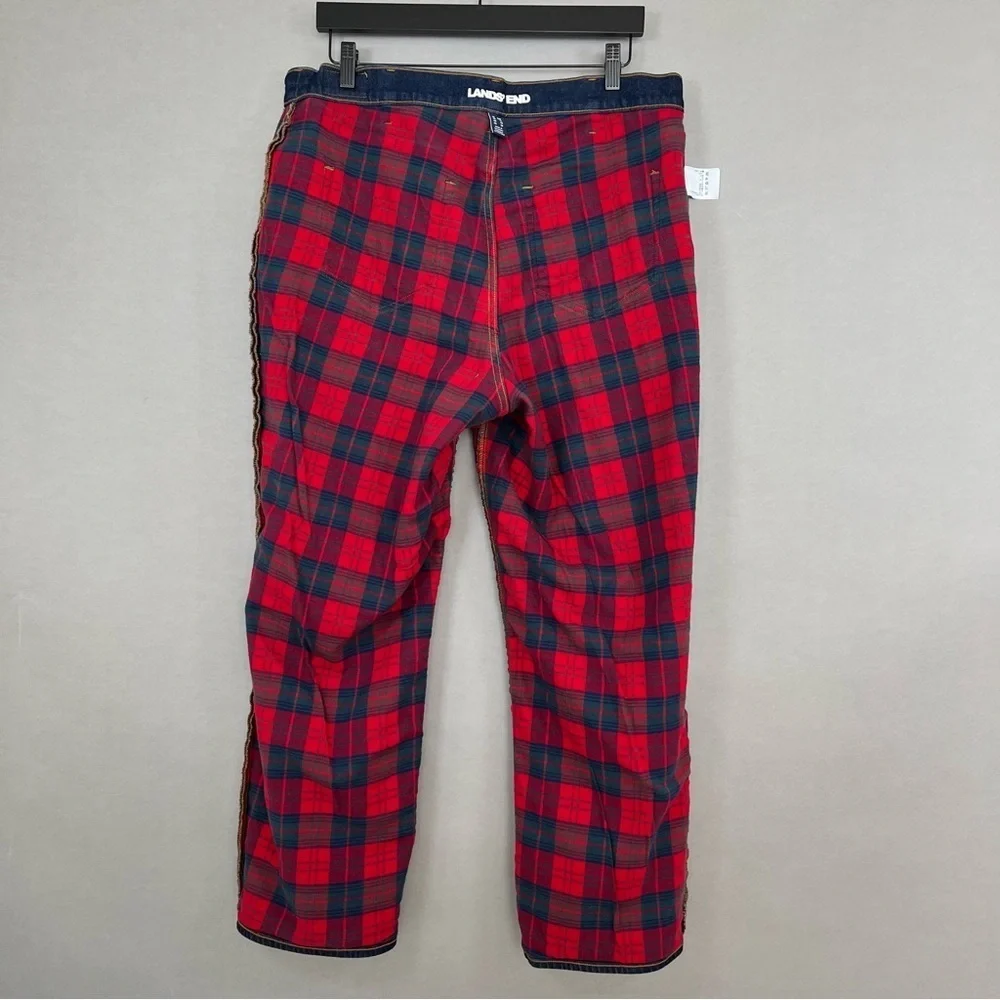 Lands' End Women's Blue Flannel Lined Straight Leg Jeans